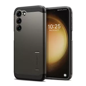 HUSĂ! - Protectie de telefon din plastic SPIGEN TOUGH ARMOR (cadru din silicon, rezistenta medie la impact, suport) DARK GREY Samsung Galaxy S23 (SM-S911)