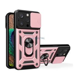   HUSĂ! - Protector de telefon din plastic Defender (rezistenta la impact mediu, interior din silicon, inel suport telefon, protectie camera) ROSE GOLD Apple iPhone 14 Pro