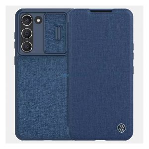 Husă NILLKIN QIN PRO în picioare, efect de țesătură (FLIP, deschidere laterală, suport card bancar, protecție pentru cameră) ALBASTRU ÎNCHIS Samsung Galaxy S23 Plus (SM-S916)