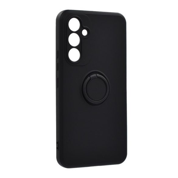 Husă silicon pentru telefon (inel titular de telefon, microfibră pluș interior, built-in placa de metal, protecția camerei) negru Samsung Galaxy A54 5G (SM-A546)