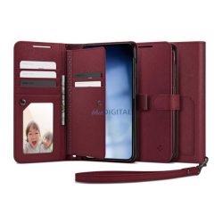   HUSĂ! - Husă SPIGEN WALLET S PLUS în picioare, efect piele (FLIP, deschidere laterală, model textil) BURGUNDY Samsung Galaxy S23 Plus (SM-S916)