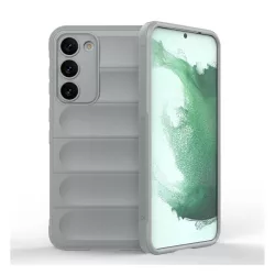  HUSĂ! - Protector de telefon din silicon (rezistență medie la impact, protecție pentru cameră, model 3D) GRI DESCHIS Samsung Galaxy S23 Plus (SM-S916)