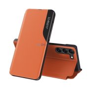   Husă în picioare, efect de piele ECO (FLIP activ, deschidere laterală, funcție de suport pentru birou, afișare număr de telefon, fereastră de vizualizare) PORTOCALIU Samsung Galaxy S23 Plus (SM-S916)