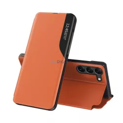   HUSĂ! - Husă în picioare, efect de piele ECO (FLIP activ, deschidere laterală, funcție de suport pentru birou, afișare număr de telefon, fereastră de vizualizare) PORTOCALIU Samsung Galaxy S23 Plus (SM-S916)
