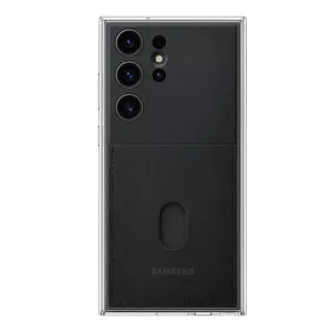 HUSĂ! - Protectie de telefon din plastic SAMSUNG (rezistenta la impact mediu, transparenta inlocuibil + spate suport card bancar) NEGRU Samsung Galaxy S23 Ultra (SM-S918)
