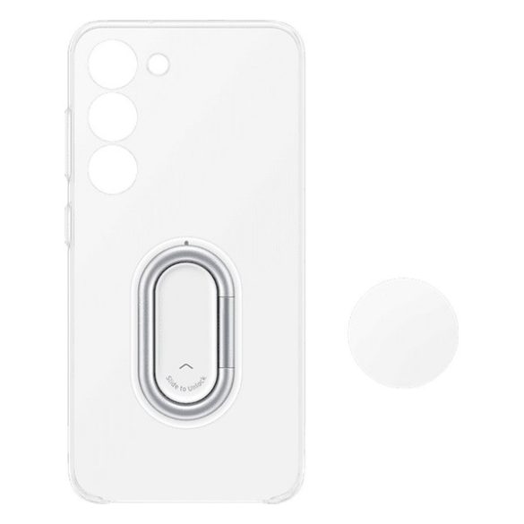 Protectie de telefon din plastic SAMSUNG (ultra-subtire, inel suport telefon, suport) TRANSPARENT Samsung Galaxy S23 (SM-S911)