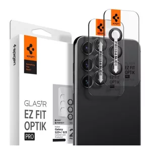 SPIGEN OPTIK PRO sticlă de protecție pentru cameră 2buc (margine rotunjită, rezistentă la zgârieturi, 9H, numai obiectiv) NEGRU Samsung Galaxy S23 (SM-S911), Samsung Galaxy S23 Plus (SM-S916)