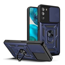   HUSĂ! - Protector de telefon din plastic Defender (rezistenta la impact mediu, interior din silicon, inel pentru suport telefon, protectie camera) ALBASTRU INCHIS Motorola Moto G82 (XT2225), Motorola Moto G52