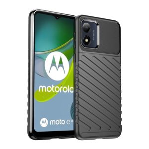 Protectie de telefon din silicon (rezistenta la impact mediu, dungi, model convex) NEGRU Motorola Moto E13