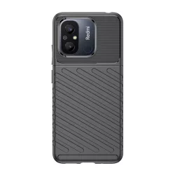   HUSĂ! - Husă silicon pentru telefon (mediu rezistent la impact, dungi, model convex) negru Xiaomi Redmi 12C