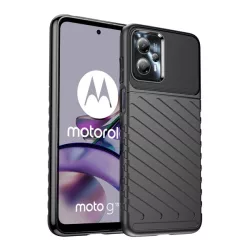   HUSĂ! - Protectie de telefon din silicon (rezistenta la impact mediu, cu dungi, model convex) NEGRU Motorola Moto G13, Motorola Moto G23