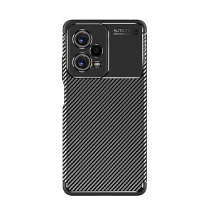 Protectie de telefon din silicon (rezistenta medie la impact, colt cu perna de aer, model carbon) NEGRU Xiaomi Poco X5 5G
