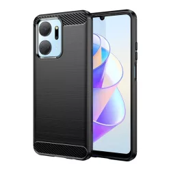   HUSĂ! - Husă silicon pentru telefon (rezistent la impact mediu, bubble heel, periat model de carbon) negru Honor X7a