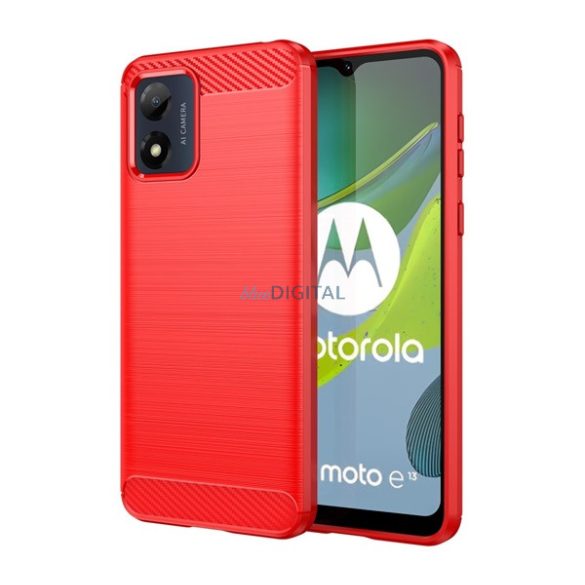protecțiede telefon din silicon (rezistent la impact mediu, toc cu bule, periat, model carbon) PIROS Motorola Moto E13