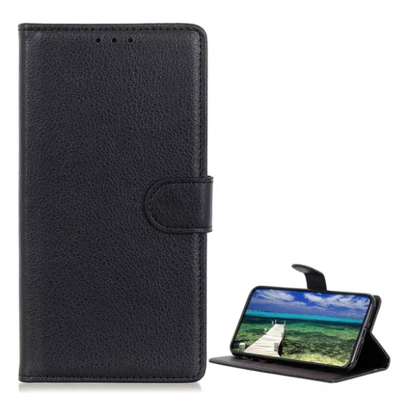 HUSĂ! - Carcasa in picioare, efect piele (FLIP, deschidere laterala, functie suport birou, premium) NEGRU Xiaomi Redmi 12C