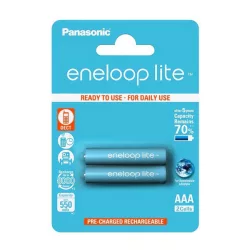   Baterie PANASONIC ENELOOP LITE (AAA, BK-4LCCE/2BE, 1.2V, 550mAh Ni-MH, reîncărcabilă) 2 buc/pachet
