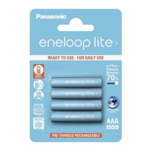 Baterie PANASONIC ENELOOP LITE (AAA, BK-4LCCE/4BE, 1.2V, 550mAh Ni-MH, 3000x reîncărcabilă) 4buc/pachet
