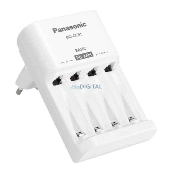 Încărcător de baterii PANASONIC ENELOOP (240V, temporizator, indicator LED, compatibil cu baterii 4xAA/AAA) ALB
