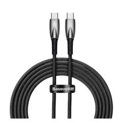   Cablu de date BASEUS GLIMMER (Tip-C - Type-C, 5A, 100W, încărcător rapid PD, 200cm, anti-rupere) NEGRU