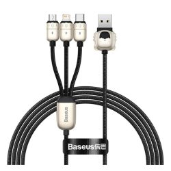   Cablu de date BASEUS YEAR OF THE TIGER 3in1 (USB - lightning/microUSB/Type-C, 3.5A, 120cm) NEGRU