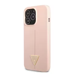   HUSĂ! - Protector de telefon din silicon CG MOBILE GUESS TRIANGLE (interior de pluș din microfibră, mat, protecție pentru cameră) ROZ Apple iPhone 13 Pro