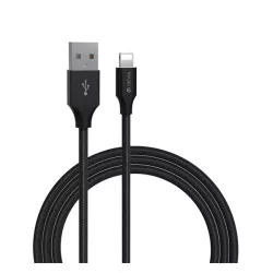   Cablu de date DEVIA GRACIOUS (USB - fulger, 2.4A, încărcător rapid, 100cm) NEGRU
