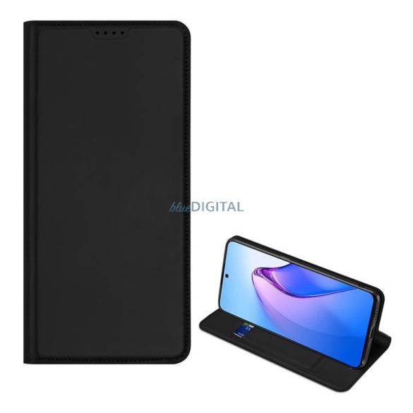 Husa DUX DUCIS SKIN PRO in picioare, efect piele (FLIP, deschidere laterala, suport card bancar, functie suport birou) NEGRU Oppo Reno 8 Pro