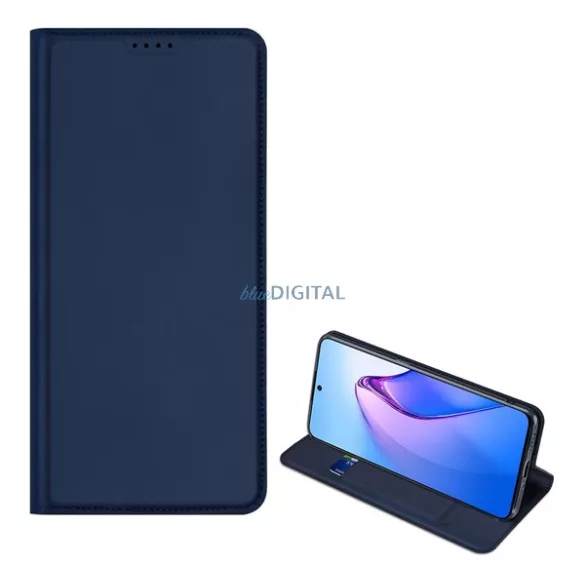 HUSĂ! - Husa DUX DUCIS SKIN PRO in picioare, efect piele (FLIP, deschidere laterala, suport card bancar, functie suport birou) ALBASTRU INCHIS Oppo Reno 8 Pro