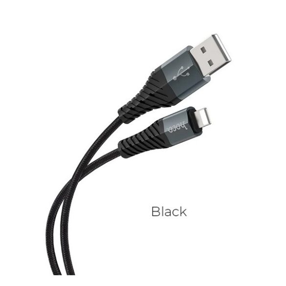 Cablu de date HOCO X38 (USB - lightning, 2.4A, incarcator rapid, 100cm, anti-rupere) NEGRU