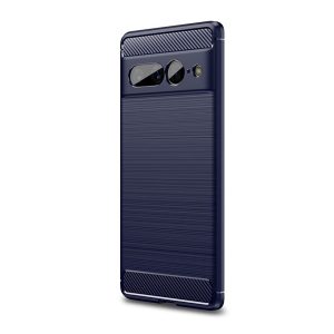 Protector de telefon din silicon (rezistență medie la impact, colț cu pernă de aer, periat, model carbon) ALBASTRU ÎNCHIS Google Pixel 7 Pro
