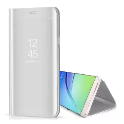   HUSĂ! - Carcasă în picioare (FLIP activ, deschidere laterală, funcție de suport pentru birou, suprafață oglindă, carcasă Mirror View) SILVER Oppo Reno 8