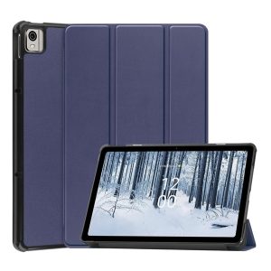 Carcasă în picioare, efect piele (FLIP activ, deschidere laterală, TRIFOLD, suport de birou) ALBASTRU ÎNCHIS Nokia T21 LTE