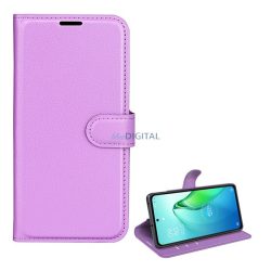   HUSĂ! - Carcasa in picioare, efect piele (FLIP, deschidere laterala, functie suport desktop, premium) PURPLE Oppo Reno 8 Pro