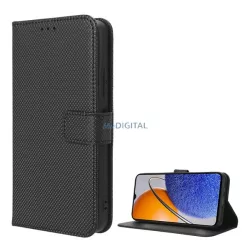   HUSĂ! - Carcasa in picioare, efect piele (FLIP, deschidere laterala, functie suport de masa, model romb) NEGRU Huawei Nova Y61