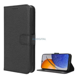 HUSĂ! - Carcasa in picioare, efect piele (FLIP, deschidere laterala, functie suport de masa, model romb) NEGRU Huawei Nova Y61