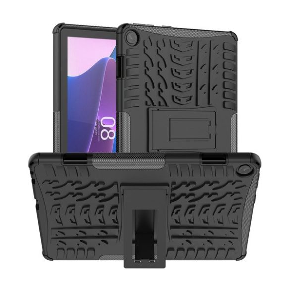 Protector de telefon din plastic Defender (rezistenta la impact, interior din silicon, suport, cauciuc auto) NEGRU Lenovo Tab M10 (TB-328)