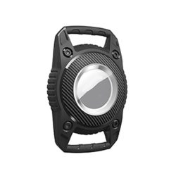   Husă din silicon (clemă pe guler, mată, model de carbon, IP67 rezistent la apă) negru Apple AirTag