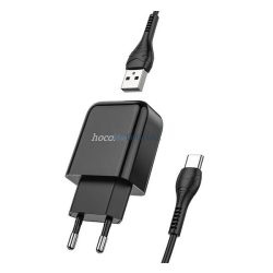   HOCO N2 VIGOUR încărcător de rețea priză USB (10W, încărcător rapid + cablu Type-C) NEGRU