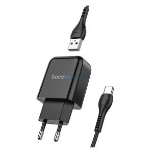 HOCO N2 VIGOUR încărcător de rețea priză USB (10W, încărcător rapid + cablu Type-C) NEGRU
