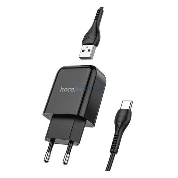 HOCO N2 VIGOUR încărcător de rețea priză USB (10W, încărcător rapid + cablu Type-C) NEGRU