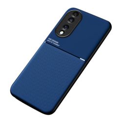  HUSĂ! - protecțiede telefon din plastic (cadru din silicon, rezistent la impact mediu, placă metalică încorporată, spate cu efect de piele, model cu dungi) BREAKFAST Honor 70