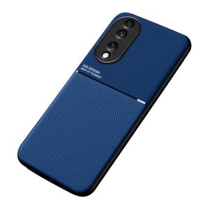 HUSĂ! - protecțiede telefon din plastic (cadru din silicon, rezistent la impact mediu, placă metalică încorporată, spate cu efect de piele, model cu dungi) BREAKFAST Honor 70