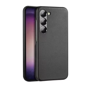 HUSĂ! - Protectie de telefon din plastic DUX DUCIS GRIT (rezistenta la impact mediu, efect piele ECO, QI Wireless) NEGRU Samsung Galaxy S23 Plus (SM-S916)