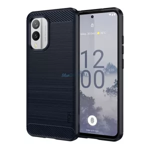HUSĂ! - Protectie de telefon din silicon MOFI (rezistenta la impact mediu, colt cu perna de aer, periat, model carbon) ALBASTRU INCHIS Nokia X30