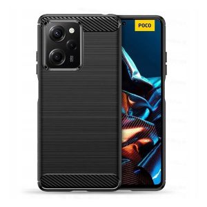 Husă silicon pentru telefon (rezistent la impact mediu, călcâi pernă de aer, model de carbon periat) negru Xiaomi Poco X5 Pro 5G, Xiaomi Redmi Note 12 Pro