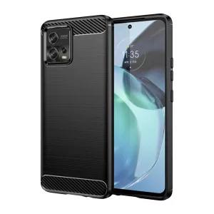 HUSĂ! - Husă silicon pentru telefon (rezistent la impact mediu, bubble heel, periat, model de carbon) negru Motorola Moto G72 (XT2255)