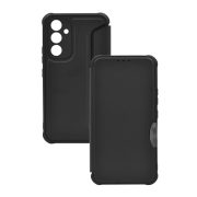   Husă în picioare, efect piele (FLIP, deschidere laterală, colț cu pernă de aer, protecție pentru cameră, model carbon) NEGRU Samsung Galaxy A34 5G (SM-A346)