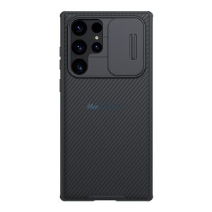 Protector de telefon din plastic NILLKIN CAMSHIELD PRO MAGNETIC (rezistenta la impact mediu, protectie camera, placa metalica, dungi) NEGRU Samsung Galaxy S22 Ultra 5G (SM-S908)