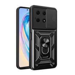   HUSĂ! - Protecție din plastic pentru telefon Defender (rezistență medie la impact, interior din silicon, inel suport telefon, protecție cameră foto) negru Honor X8a