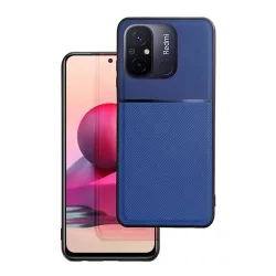   HUSĂ! - Protectie din plastic pentru telefon (cadru din silicon, rezistenta medie la impact, placa metalica incorporata, spate cu efect piele, model in dungi) ALBASTRU INCHIS Xiaomi Redmi 12C